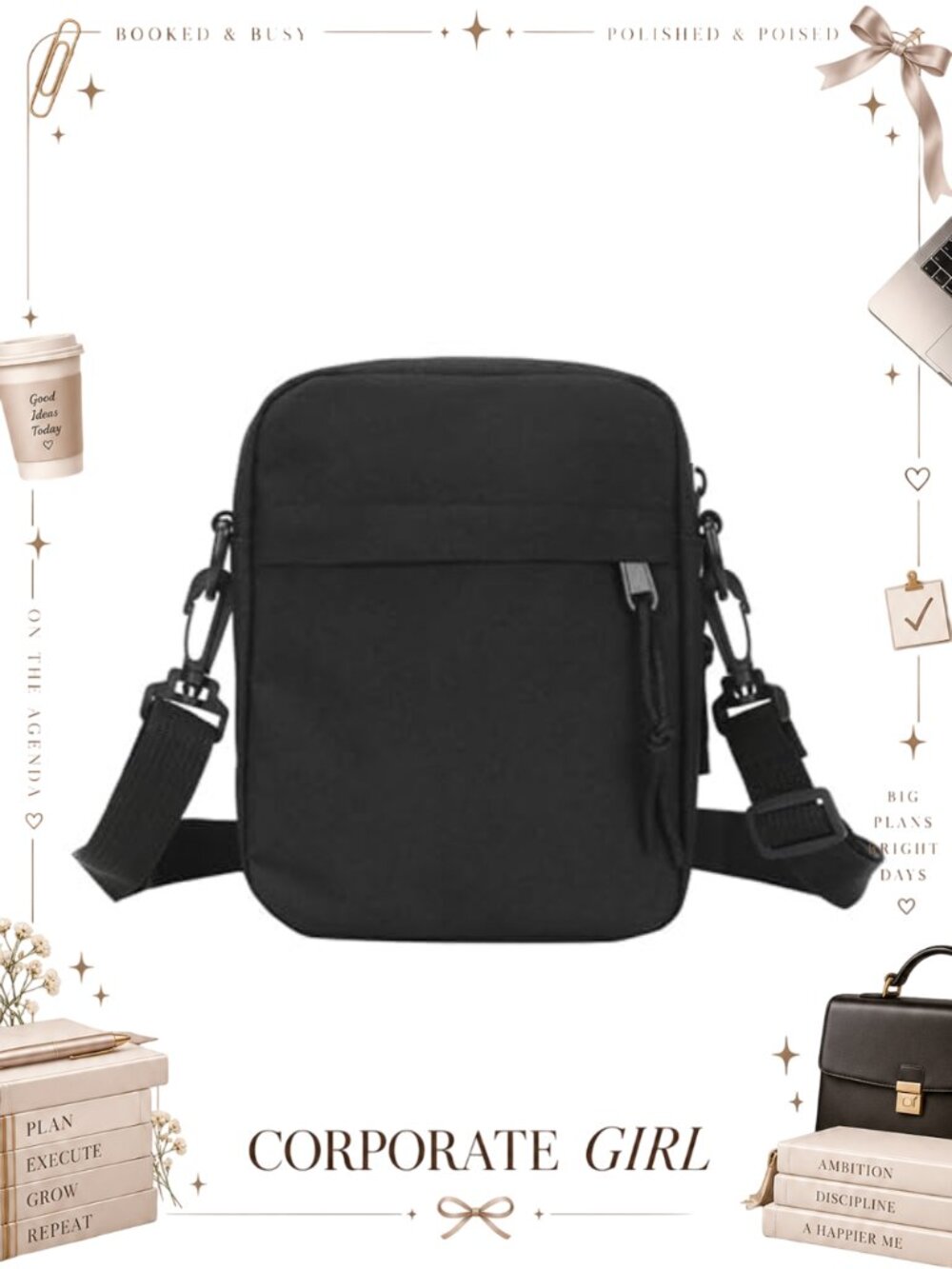Nylon Crossbody Sling Bag Adjustable Strap Multi Pocket Travel Hiking Daypack